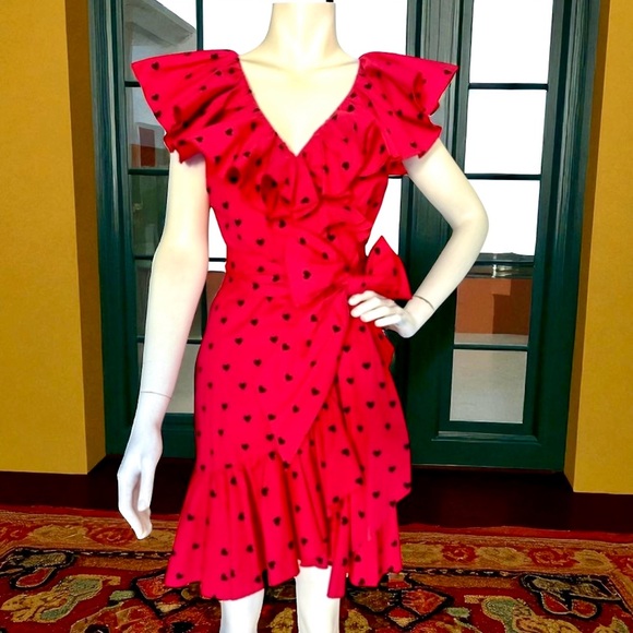Tara Subkoff for Bebe Red Heart Ruffle Wrap designer with lining. Small. - Picture 1 of 8